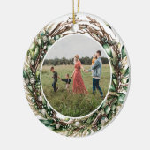 Modernes Boho Chic Wreath Blumenweihnachtsgebäck F Keramik Ornament (Links)