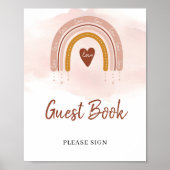Modernes Boho Copper Rust Rainbow Guest Book Sign Poster (Vorne)