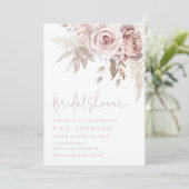 Modernes Boho Dusty Rose Brautparty Einladung (Stehend Vorderseite)