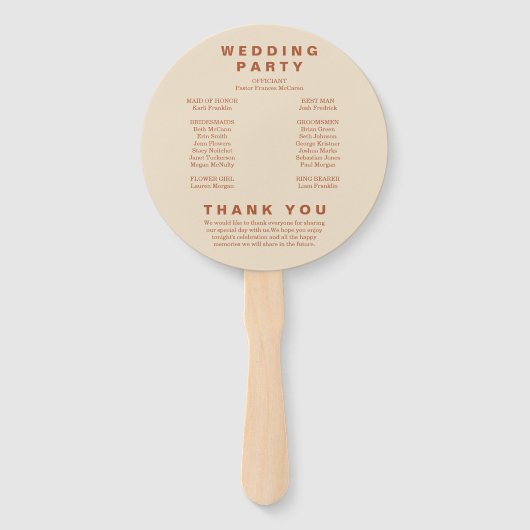 Modernes Boho Earth Tone Circle Wedding Program Ha Fächer (Rückseite)