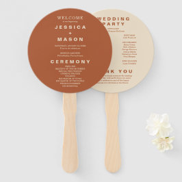 Modernes Boho Earth Tone Circle Wedding Program Ha Fächer
