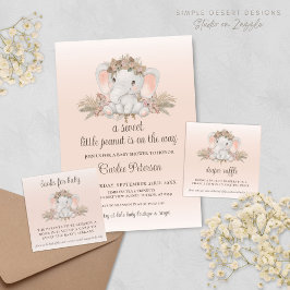 Modernes Boho Elephant Babydusche Windelwanne Raff Begleitkarte