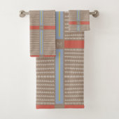 Modernes Boho Ethnic Geometric Multi Khaki Badhandtuch Set (Insitu)