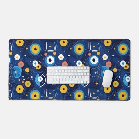 Modernes BOHO Evil Eye Pattern Blau Schreibtischunterlage (Tastatur & Maus)