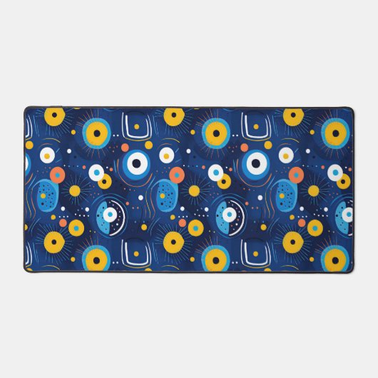 Modernes BOHO Evil Eye Pattern Blau Schreibtischunterlage (Vorderseite)