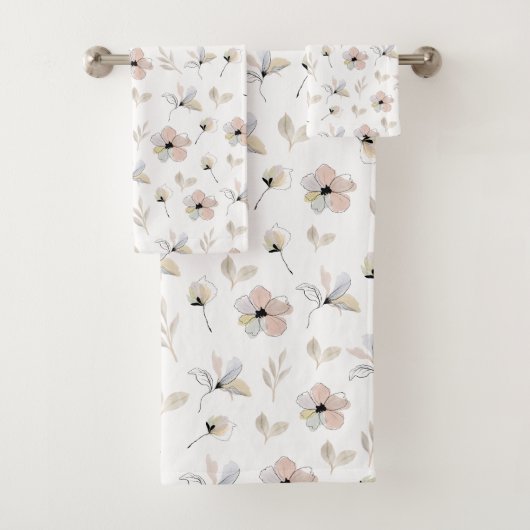 Modernes Boho Floral Design Handtuch Set (Insitu)
