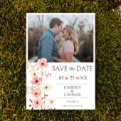 Modernes Boho Floral Foto Save the Date | weiß