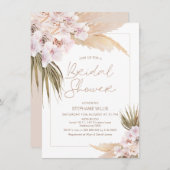 Modernes Boho Floral Pampas Frame Brautparty Einladung (Vorne/Hinten)