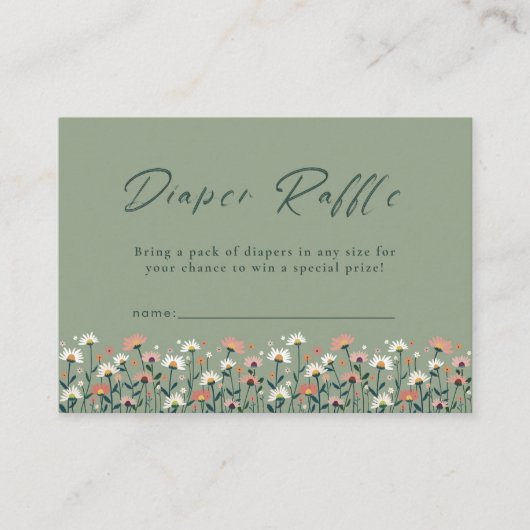 Modernes Boho Floral Sage Baby in Blütendusche Begleitkarte (Vorderseite)