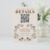Modernes Boho Folk Wedding RSVP Details QR Code Karte (Stehend Vorderseite)