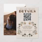 Modernes Boho Folk Wedding RSVP Details QR Code Karte (Vorne/Hinten)