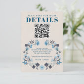 Modernes Boho Folk Wedding RSVP Details QR Code Karte (Stehend Vorderseite)