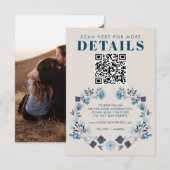Modernes Boho Folk Wedding RSVP Details QR Code Karte (Vorne/Hinten)