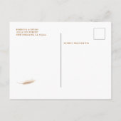 Modernes Boho-Foto-Hochzeit rettet das Datum Ankündigungspostkarte (Rückseite)