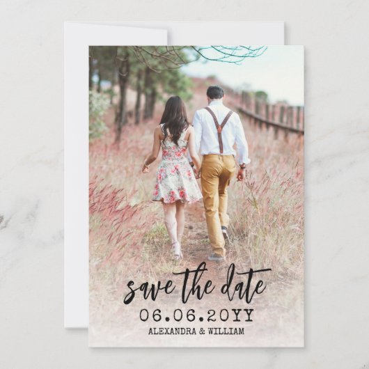 Modernes Boho-Foto-QR-Template Save the Date Einladung (Vorderseite)
