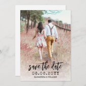 Modernes Boho-Foto-QR-Template Save the Date Einladung (Vorne/Hinten)