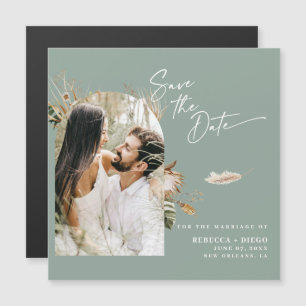 Modernes Boho Foto Save the Date Magnetkarte