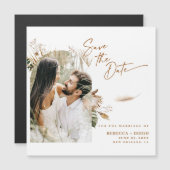 Modernes Boho Foto Save the Date Magnetkarte (Vorne/Hinten)