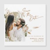 Modernes Boho Foto Save the Date Magnetkarte (Vorderseite)