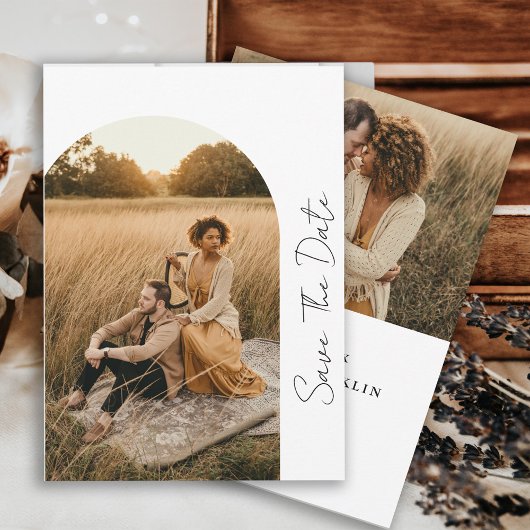 Modernes Boho Frame Wedding-Foto Save The Date