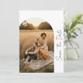 Modernes Boho Frame Wedding-Foto Save The Date (Stehend Vorderseite)