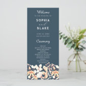 Modernes Boho Garden Blue Wedding Programm (Stehend Vorderseite)
