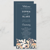Modernes Boho Garden Blue Wedding Programm (Vorne/Hinten)