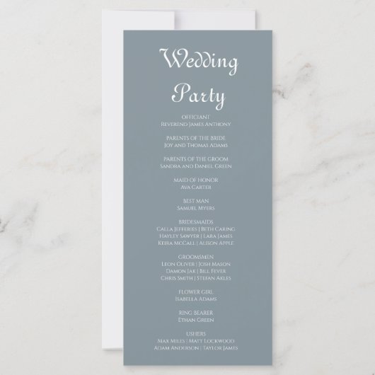 Modernes Boho Garden Gray Wedding Programm (Rückseite)