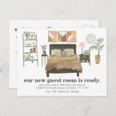 Modernes Boho Gästehaus Ready we ve Moving Ankündigungspostkarte (Vorne/Hinten)