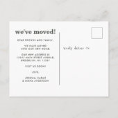 Modernes Boho Gästehaus Ready we ve Moving Ankündigungspostkarte (Rückseite)