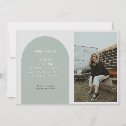 Modernes boho graduate Multi-Foto Open House Einladung (Rückseite)