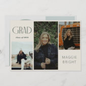 Modernes boho graduate Multi-Foto Open House Einladung (Vorne/Hinten)