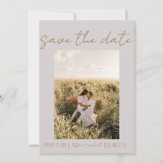 Modernes Boho Gray One Foto Save the Date (Vorderseite)