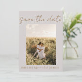 Modernes Boho Gray One Foto Save the Date (Stehend Vorderseite)