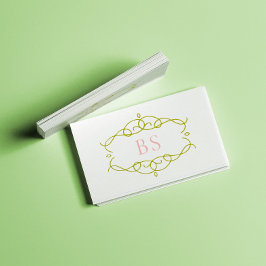 Modernes Boho Green Frame Monogram Visitenkarte