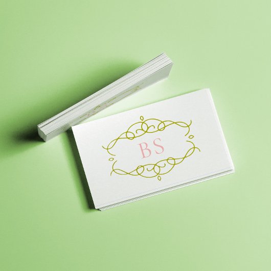 Modernes Boho Green Frame Monogram Visitenkarte