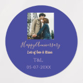 Modernes boho Happy-Jubiläum geben den Namen blue Etiketten (Design 2)