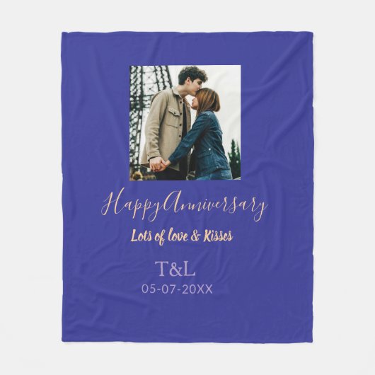 Modernes boho Happy-Jubiläum geben den Namen blue Fleecedecke (Vorderseite)