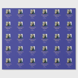 Modernes boho Happy-Jubiläum geben den Namen blue Geschenkpapier