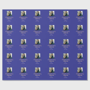 Modernes boho Happy-Jubiläum geben den Namen blue  Geschenkpapier