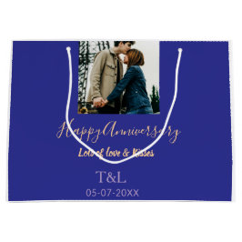 Modernes boho Happy-Jubiläum geben den Namen blue Große Geschenktüte