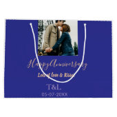 Modernes boho Happy-Jubiläum geben den Namen blue Große Geschenktüte (Rückseite)