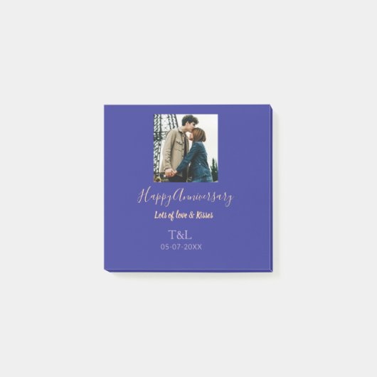 Modernes boho Happy-Jubiläum geben den Namen blue Post-it Klebezettel (Vorderseite)