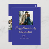 Modernes boho Happy-Jubiläum geben den Namen blue Postkarte (Vorne/Hinten)