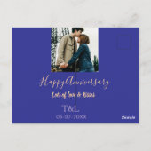 Modernes boho Happy-Jubiläum geben den Namen blue Postkarte (Rückseite)