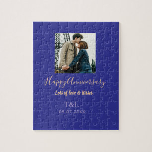 Modernes boho Happy-Jubiläum geben den Namen blue Puzzle