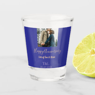 Modernes boho Happy-Jubiläum geben den Namen blue Schnapsglas