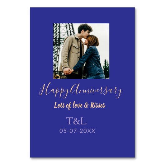 Modernes boho Happy-Jubiläum geben den Namen blue  Tischnummer (Vorderseite)