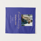 Modernes boho Happy-Jubiläum geben den Namen blue Wandteppich (Vorderseite (Horizontal))