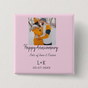 Modernes boho Happy Jubiläum Namensdatum orange hi Button